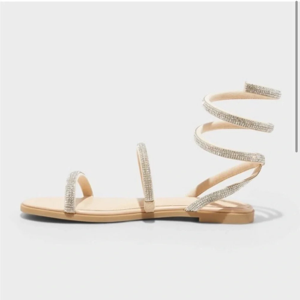 A new day silver Althea ankle wrap embellished sandals